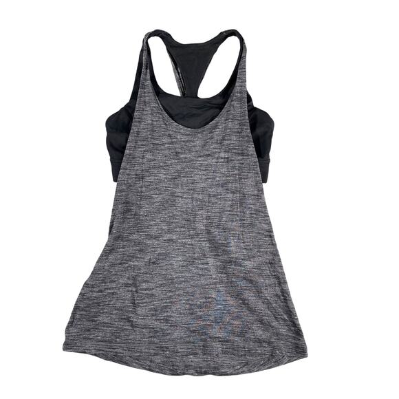 lululemon athletica Tops - Lululemon Twist and Toil Tank Womens 4 Black Gray Built in Bra Activewear